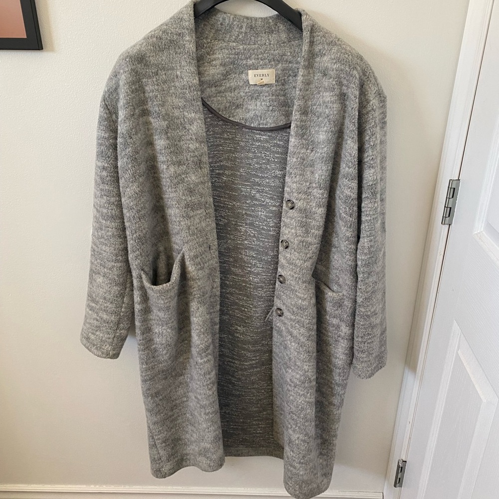 Grey long cardigan/light coat